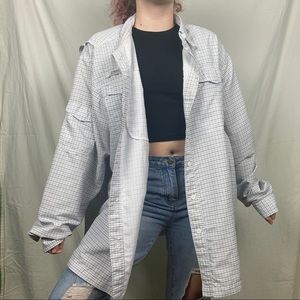 habit blue and white men's button down